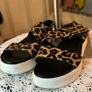 horse hair platform sandals